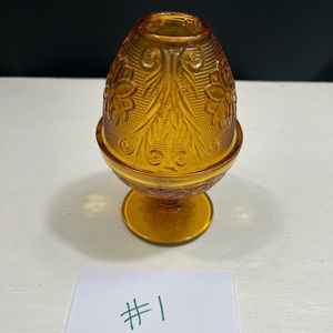 Vintage Indiana Glass Tiara Amber Fairy Lamp / Fairy Light -#1
